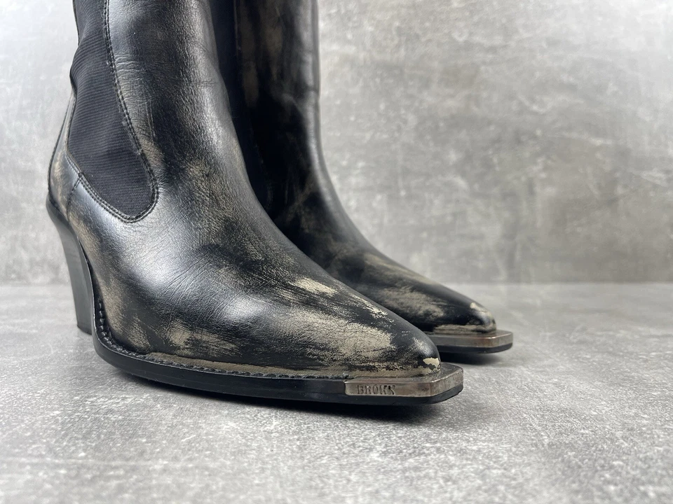 Botas de tacón alto Bronx Maison Margiela estilo opio desteñidas blancas/negras para mujer talla 40 Foto 4 de 4