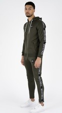 Quotrell Sweatsuit Mens Small Tracksuit Set Army Green Full Zip Pockets N76