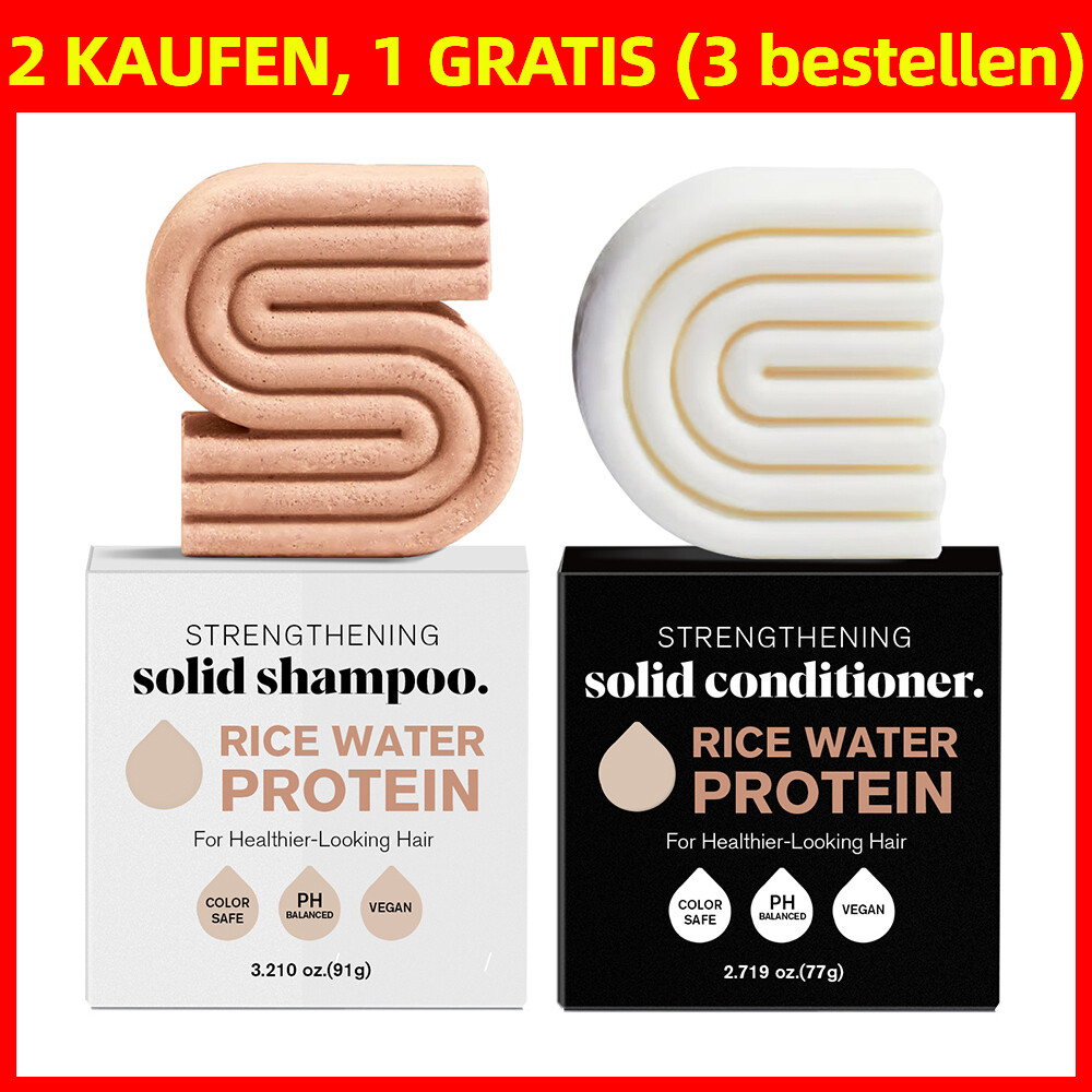 Neu Stärkung Haar Shampoo Conditioner Bar Seife mit Reis Wasser Protein 91g+77g