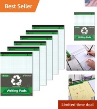 Premium 8.5"x11.75" Quad Ruled Writing Pads - Pack of 6 Eco-Friendly Notepads
