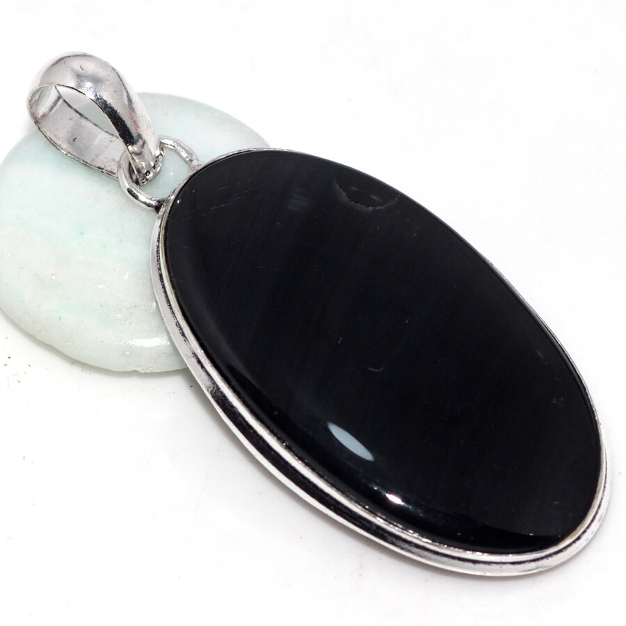 Black Onyx 925 Silver Plated Gemstone Handmade Pendant 2