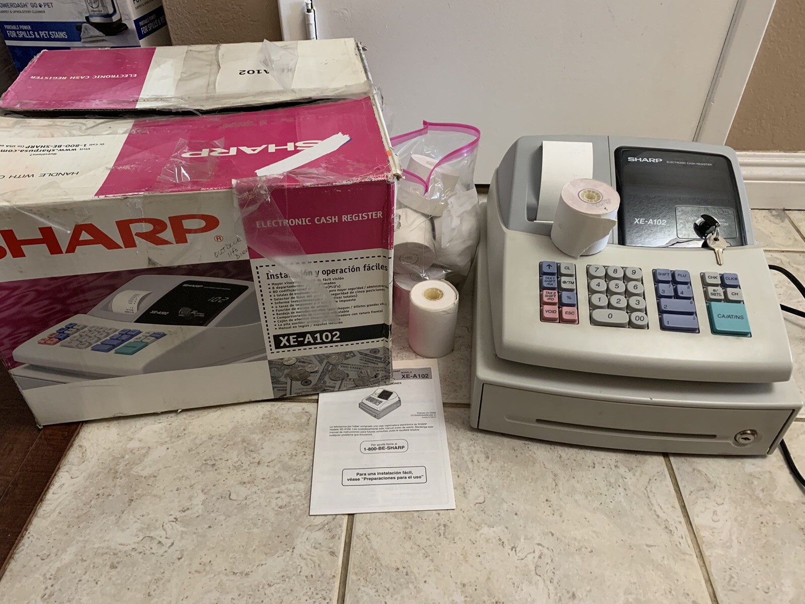 Sharp XEA102 Entry Electronic Cash Register Tested w/ Box, 2 Keys