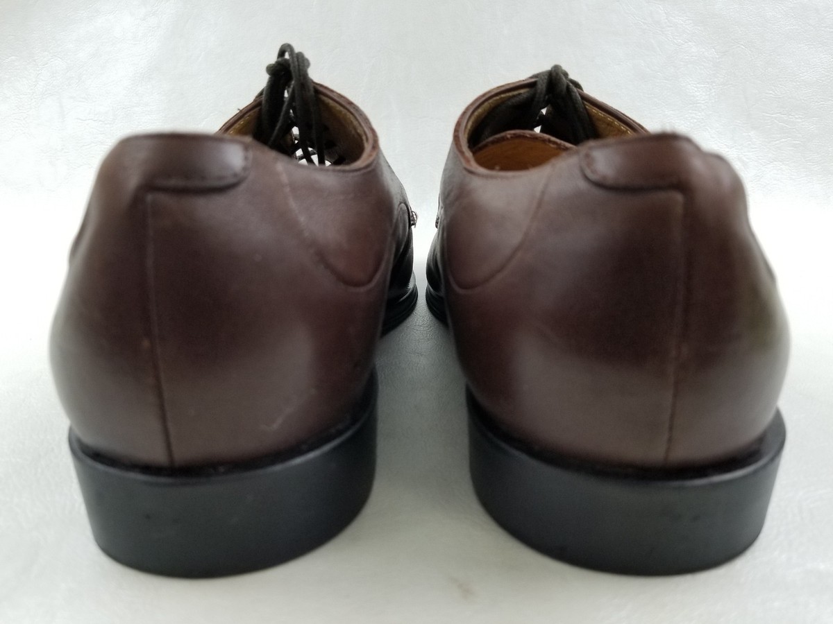 Pronto Uomo Oxford Brown Leather Round Split Toe Lace Up Shoes Size 12 M Pronto Uomo Oxford Brown Leather Cap Round Toe Lace Up Shoes  main image 4
