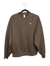 Alo Accolade Crew Neck Pullover Espresso Women  s Size M