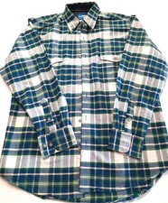 Men's Wrangler Western Shirt Size L Button Up Long Sleeve Blue Green Plaid