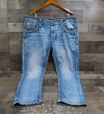 Rock Revival Jeans Mens 40x30 Blue Elmwood Straight Embroidered Flap Pockets