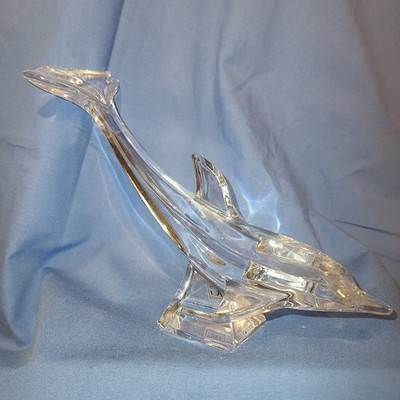 J.G. Durand Clear Crystal Dolphin Swimming Figurine Elegant Home Accent Décor
