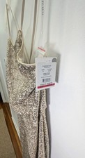 David’s Bridal Gold Sequin Sheath Gown Sz 12 NWT Bridesmaid Wedding Guest Dress