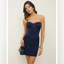 NWT Reformation Pacie Satin Dress in Danube