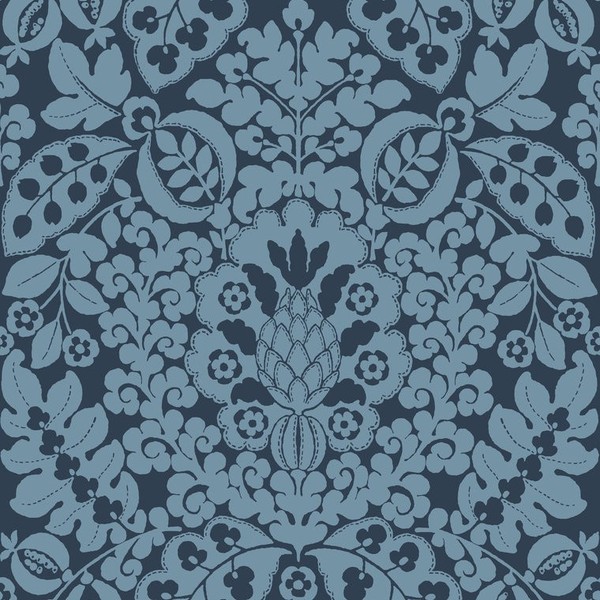 Fd26334_Happy Ornate Damask Denim Blau Dusty Blau Fine Decor Tapete-image