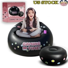 Inflatable Gaming Chair W/ Cup Holder Side Pocket Comfortable Air Chair Kids New