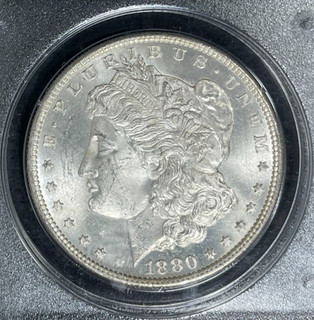 1880 S MORGAN SILVER DOLLAR PCGS MS 63 BEAUTIFUL COIN OLD GREEN RATTLER HOLDER