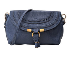 Chloe Marcie Mini Shoulder Bag Crossbody Bag Leather Navy