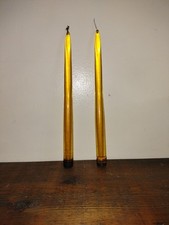 Vintage MCM 2 Yellow Gold  Lucite Taper Candle 12&rdquo;  RARE As Pictured