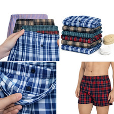 Men’s Woven Boxer Shorts Multipack 6 Pack — Premium 100% Egyptian Cotton, Button