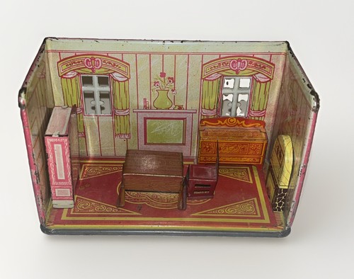 Vintage Marx Dining Room Diorama “Newly Wed Series” Tin Litho & Accessories Rare