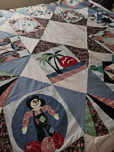 Stunning Unfinished Seasonal Themed Applique/Patchwork Quilt Top 86" X 86" - Picture 1 of 24