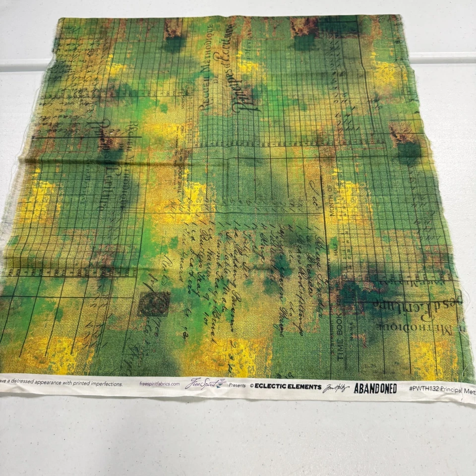 free spirit quilting fabric cotton green yellow eclectic elements abandon 21x43 - Image 2 of 4