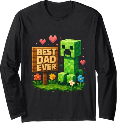 Dad Best Dad Ever Father's Day Video Game Pixel Long Sleeve Tshirt