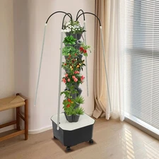Hydroponics System with Grow Lights - 40 Hole Vertical Garden Tower Kit Durable