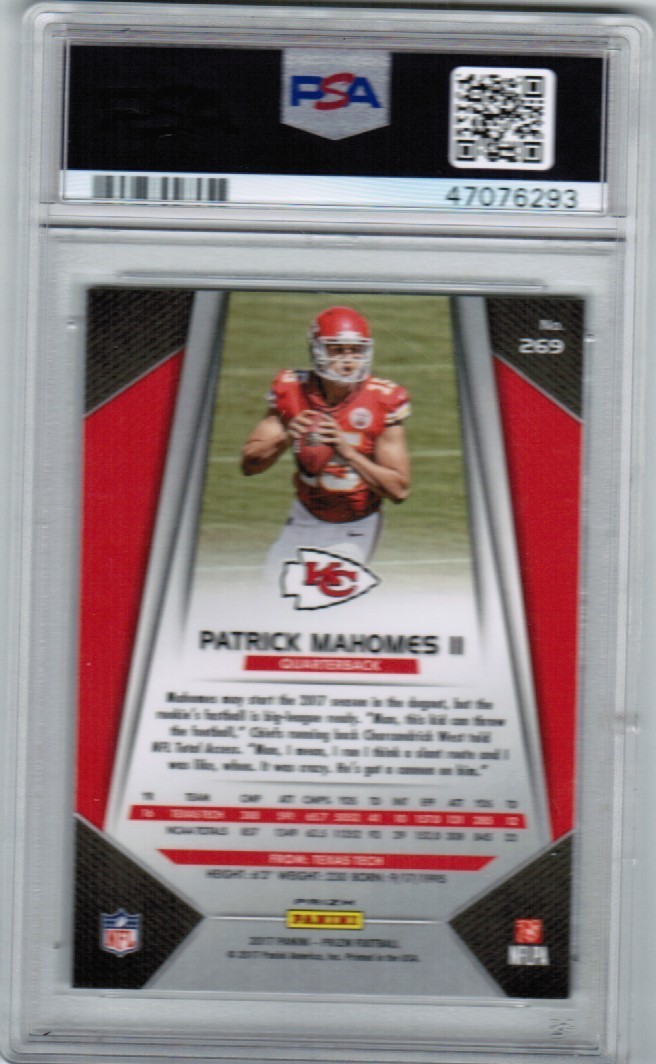 PATRICK MAHOMES 2017 PRIZM SILVER REFRACTOR RC PSA 8 KANSAS CITY CHIEFS view 2