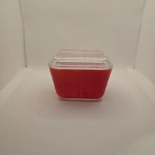 Vintage Red PYREX 501 B 1 1/2 Cup Refrigerator Dish Glass Lid DWD