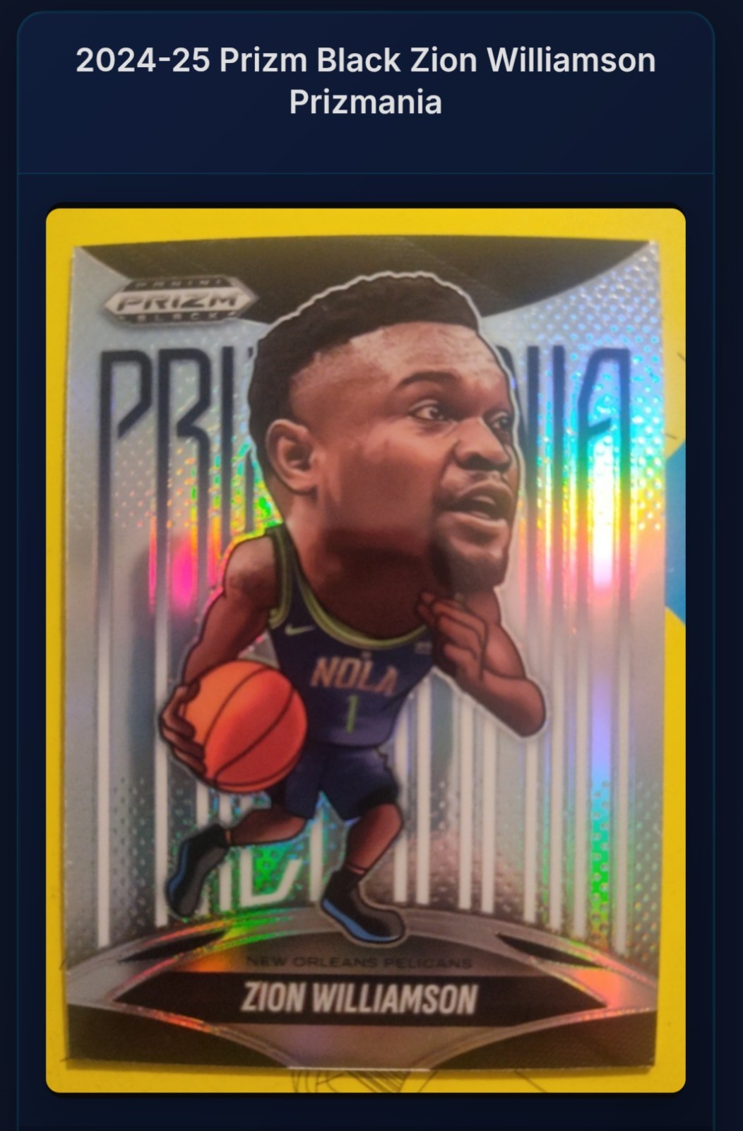 2024-25 Panini Prizm Black - Prizmania #12 Zion Williamson New Orleans Pelicans