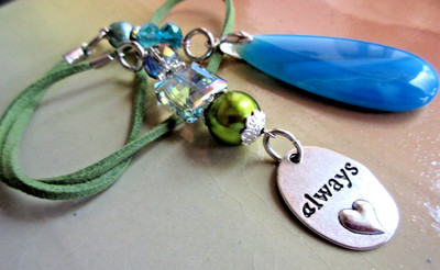 Aqua Teardrop, Crystal, Positive Message  Bookmark    19 inches