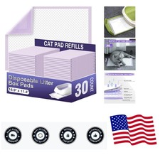 Cat Pads 16.9" X 11.4", 30 Ct  Pee Pads for Cats  Thickened 6-Layer Super A...