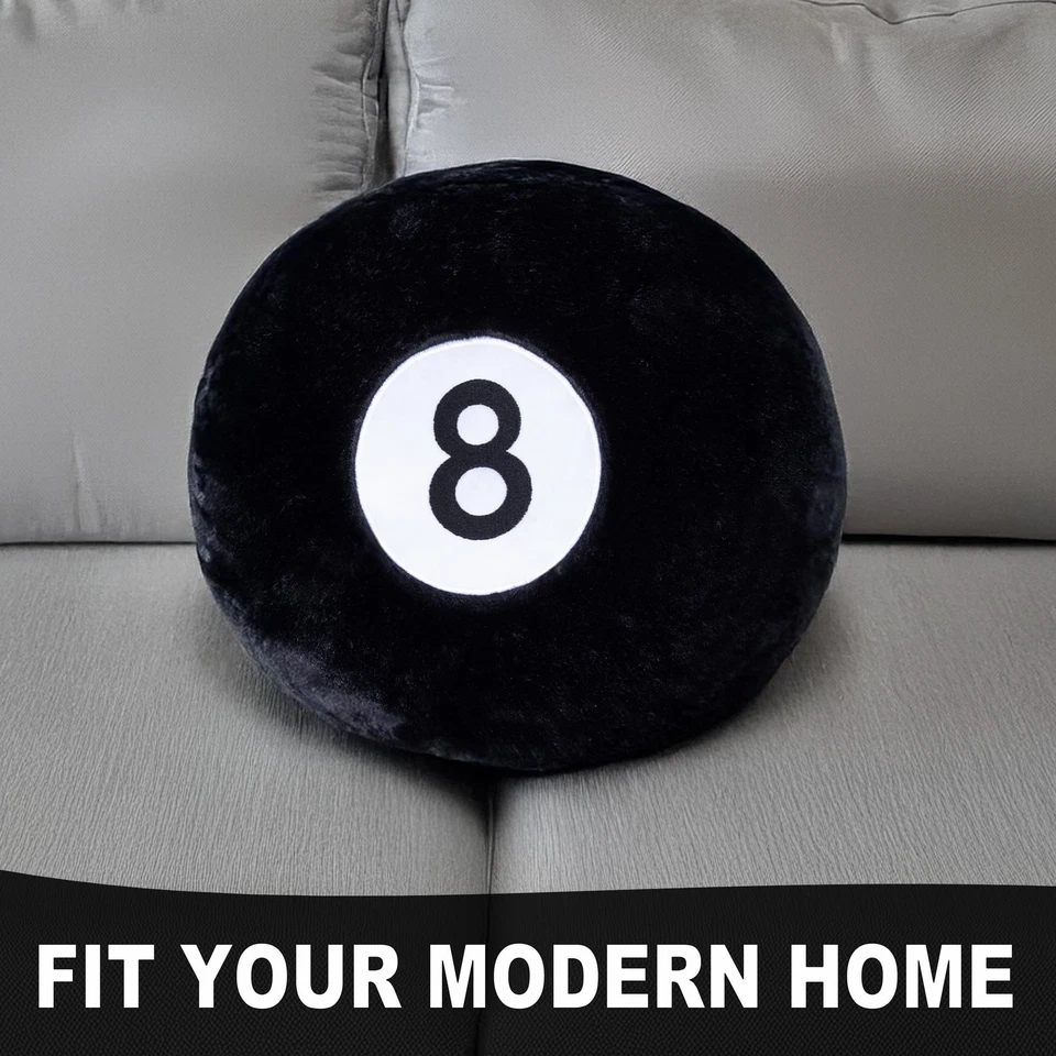 Almohada de bola de billar, cojín de felpa suave negro redondo de 13,7"" para el hogar y... Foto 2 de 4