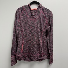 Tangerine Womens Hooded Pullover Athletic Hoodie Med Front Back Pockets Pink