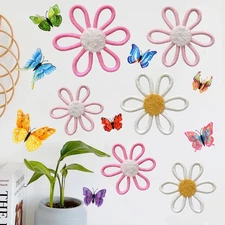 KUNHEHO Boho Wall Decor Set of 6 Daisy Flower With Butterflies Wall Decor Nur...