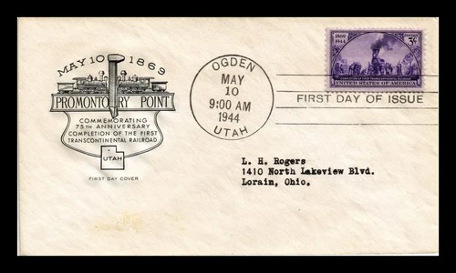 US COVER TRANSCONTINENTAL RAILROAD FDC SCOTT 922 HOUSE OF FARNAM HAND CANCEL
