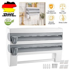 3-in-1 Küchenrollenspender Wand-Rollenhalter Frischhaltefolie Schneidabroller