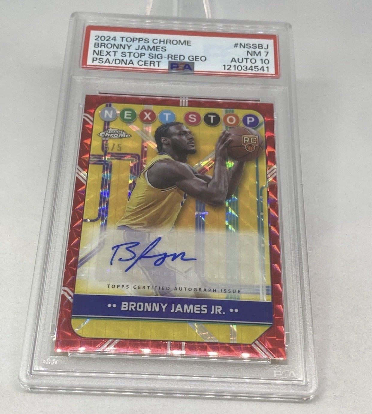 2024 Bronny James Jr. RC ROOKIE Auto Red #5/5 PSA 7/ 10 AUTO POP 1 COLLECTION