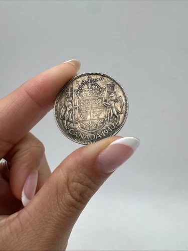 1940 Canada Silver 50 Cents - George VI Half Dollar - WWII Original Toned 11.7g