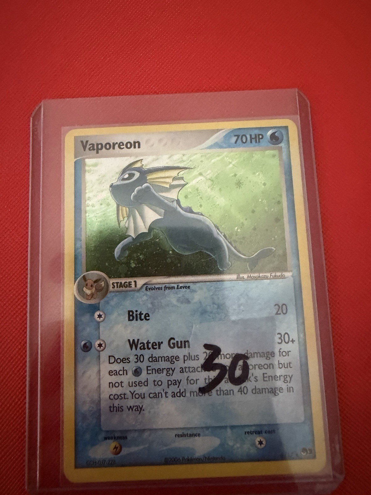 Pokémon TCG Vaporeon Holo Rare Card 6/17 Pop Series 3 swirl