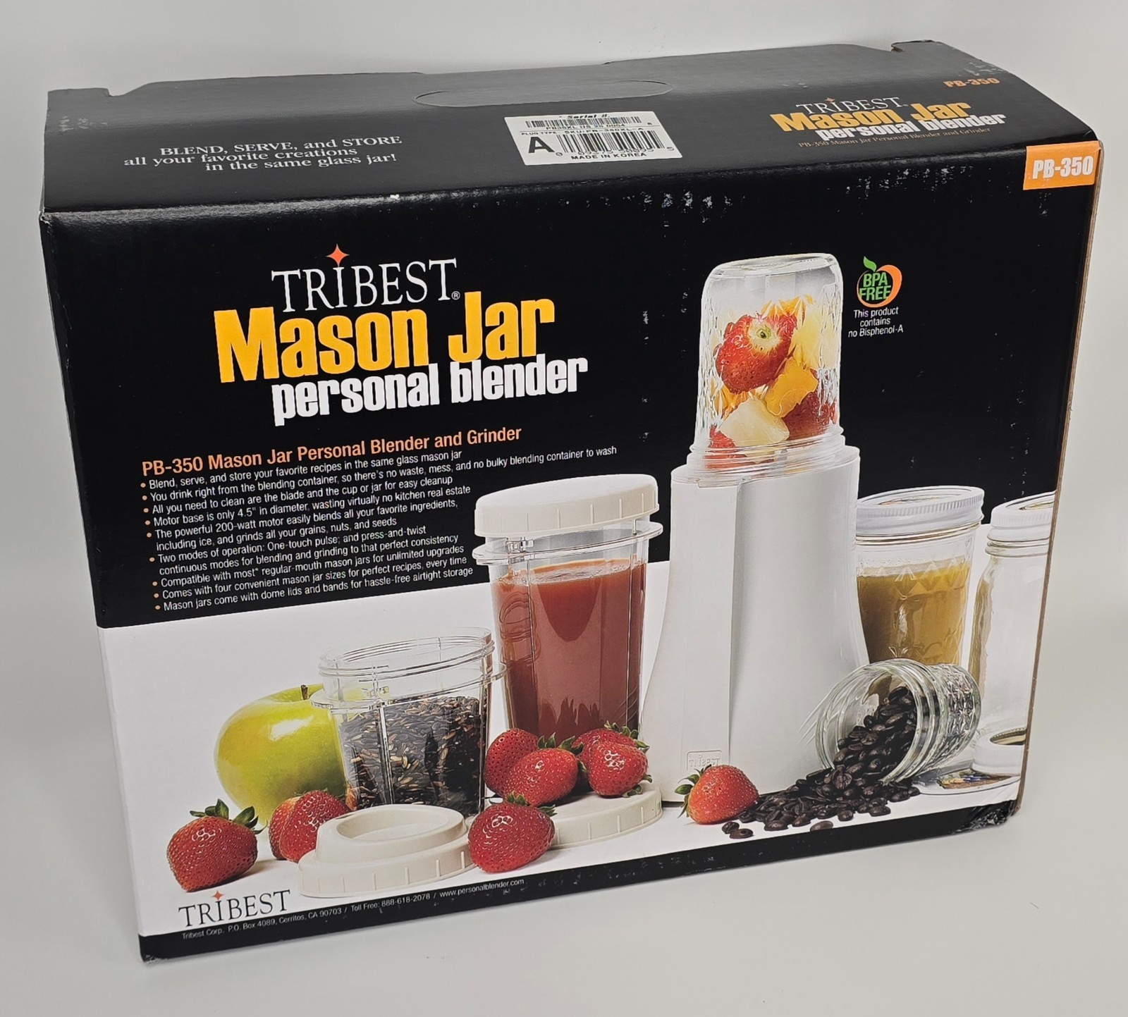 Tribest PB-350XL Mason Jar Personal Blender *NEW*