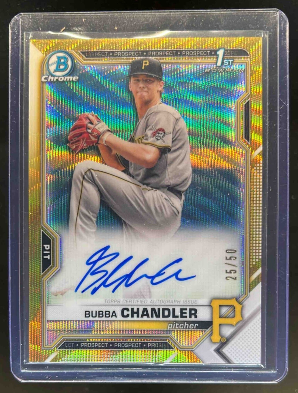 2021 Bowman Draft Bubba Chandler Chrome Auto Gold Wave Refractor 1st #/50