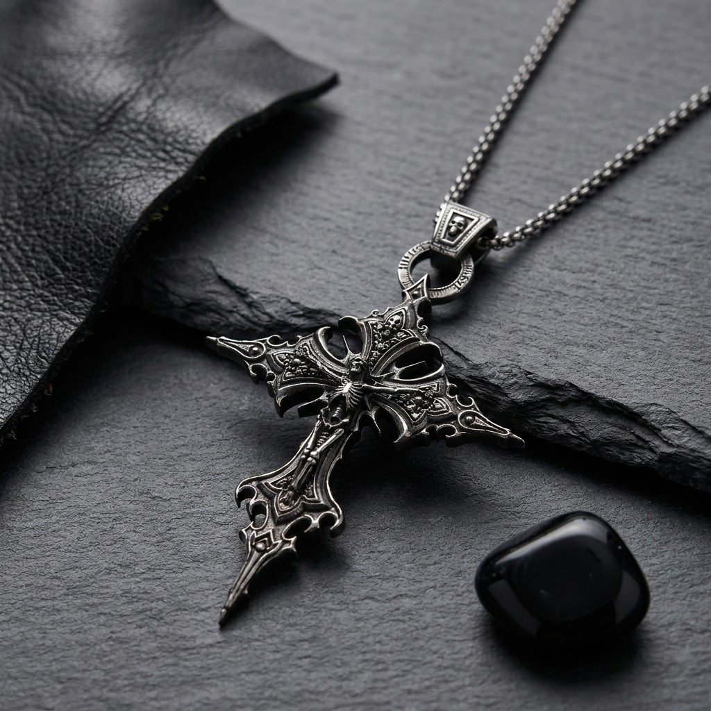 Collar Cruz Gótica Hombres Vintage Roca Religioso Caballero Católico Colgante Joyería