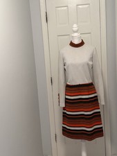 VTG Women's Multi-Color Polka Dot Stripe Mod Pattern A Line Midi Dress Sz M