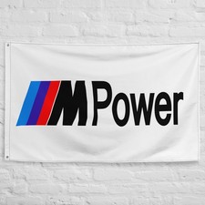 BMW M Power Logo Flag 3x5 ft Garage Banner Man Cave Wall Decor