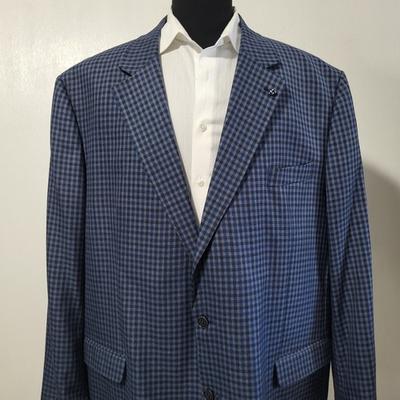 #ad #ad OAK HILL Men#x27;s BIG amp; TALL BLUE GUN CLUB CHECK SPORT COAT Jacket SZ 3XLT 54 56 $167.99