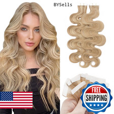 Benehair 16in Human Hair Tape-in Extensions Ash Blonde Bleach Blonde Seamless Sk