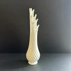 Fenton 12 Finger Swung Vase 14” White Hobnail Milk Glass MCM Vintage Perfect