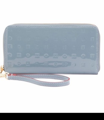 Arcadia Italian ZA Medium Blue Embossed Patent Leather Wallet NWT MSRP $150