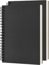 Blank Spiral Notebook, 2-Pack, Soft Cover, Sketch Book, 100 Pages / 50 Sheets, 7