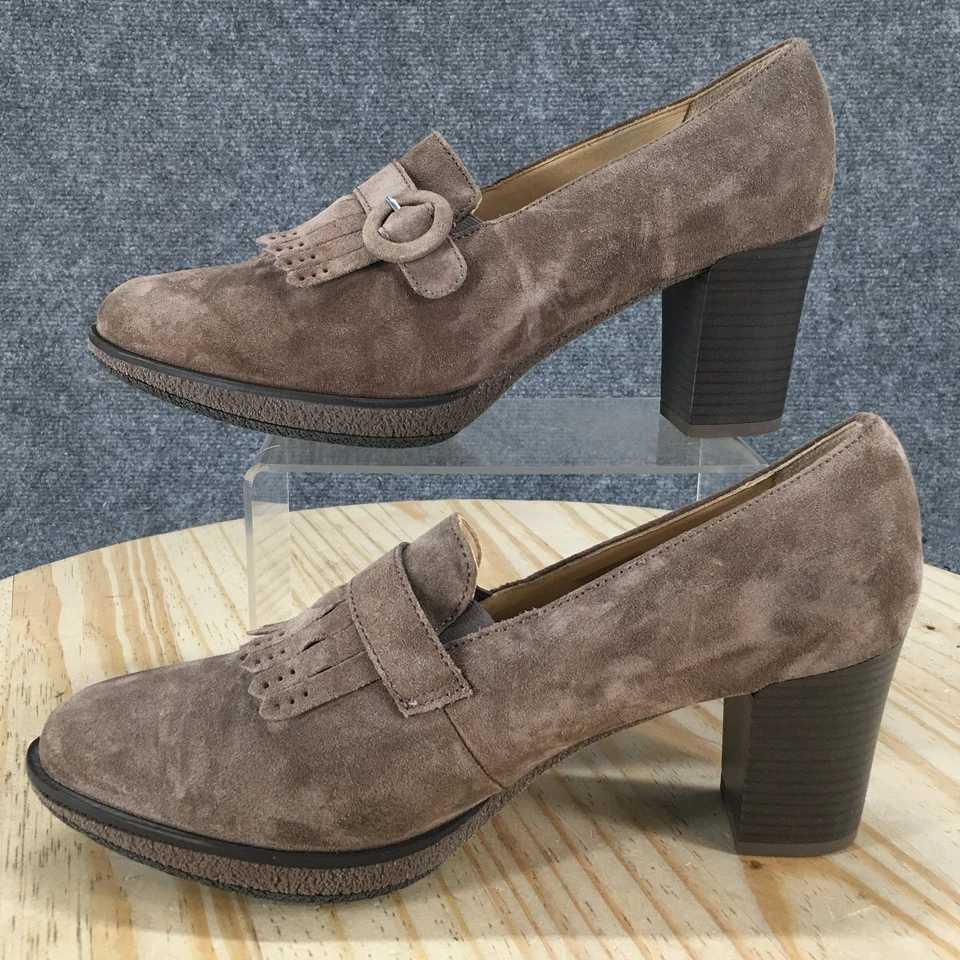 Zapatos de tacón Ara para mujer 7,5 Becky sin cordones Kiltie mocasines cuero gamuza marrón Foto 2 de 4