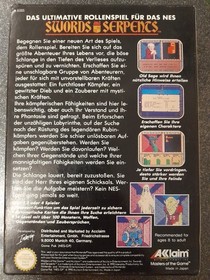 swords and serpents nintendo NES complet en boite et notice CIB PAL B NOE 🇩🇪