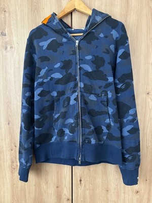 A BATHING APE BAPE BLUE CAMO TIGER FULL ZIP HOODIE